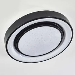 Plafonnier Grimacco Led Noir, 1 Lumiere, Changeur De Couleurs