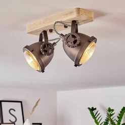 Plafonnier Herford Bois Clair, 2 Lumieres