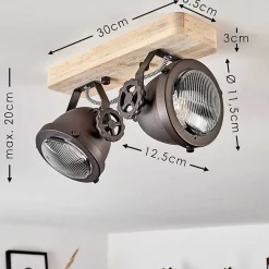 Plafonnier Herford Bois Clair, 2 Lumieres