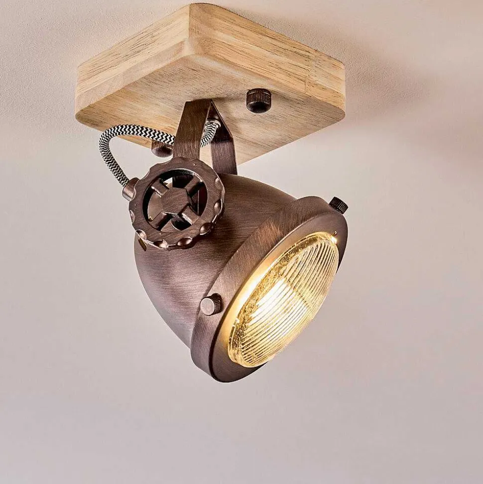 Plafonnier Herford Bois Clair, Cuivre, 1 Lumiere