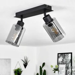 Plafonnier Hunouri Noir, 2 Lumieres