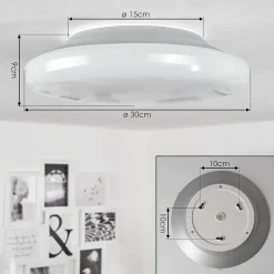 Plafonnier Idual Chloe Led Argente, Blanc, 1 Lumiere, Telecommandes, Changeur De Couleurs