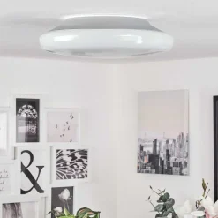 Plafonnier Idual Chloe Led Argente, Blanc, 1 Lumiere, Telecommandes, Changeur De Couleurs