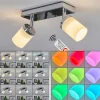 Plafonnier Idual Citrine Led Chrome, 2 Lumieres, Telecommandes, Changeur De Couleurs