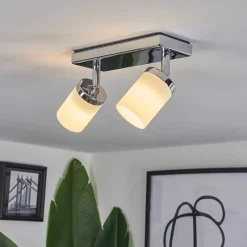 Plafonnier Idual Citrine Led Chrome, 2 Lumieres, Telecommandes, Changeur De Couleurs