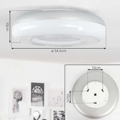 Plafonnier Idual Daphnis Led Argente, Blanc, 1 Lumiere, Telecommandes, Changeur De Couleurs