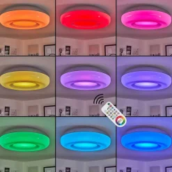 Plafonnier Idual Daphnis Led Argente, Blanc, 1 Lumiere, Telecommandes, Changeur De Couleurs