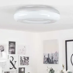 Plafonnier Idual Daphnis Led Argente, Blanc, 1 Lumiere, Telecommandes, Changeur De Couleurs