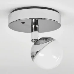 Plafonnier Idual Olivine Led Chrome, 1 Lumiere, Telecommandes, Changeur De Couleurs