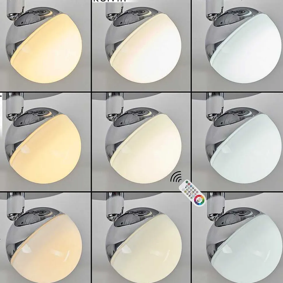 Plafonnier Idual Olivine Led Chrome, 1 Lumiere, Telecommandes, Changeur De Couleurs