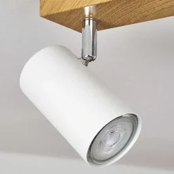 Plafonnier Javel Brun, Chrome, Couleur Bois, 3 Lumieres