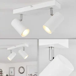 Plafonnier Javel Chrome, Blanc, 2 Lumieres