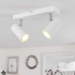 Plafonnier Javel Chrome, Blanc, 2 Lumieres