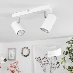 Plafonnier Javel Chrome, Blanc, 2 Lumieres