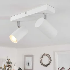 Plafonnier Javel Chrome, Blanc, 2 Lumieres