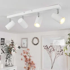 Plafonnier Javel Chrome, Blanc, 4 Lumieres
