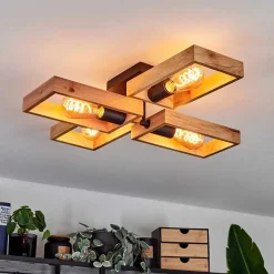 Plafonnier Kouk Ecru, Noir, 4 Lumieres