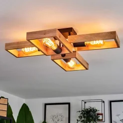 Plafonnier Kouk Ecru, Noir, 4 Lumieres