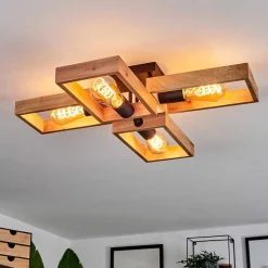 Plafonnier Kouk Ecru, Noir, 4 Lumieres