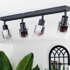 Plafonnier Leteque Noir, 4 Lumieres