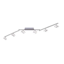 Plafonnier Leuchten-Direkt Sabi Led Nickel Mat, 6 Lumieres, Telecommandes, Changeur De Couleurs