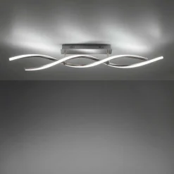Plafonnier Leuchten-Direkt Lolasmart-Swing Led Acier Brosse, 2 Lumieres, Telecommandes, Changeur De Couleurs