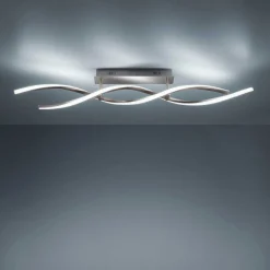 Plafonnier Leuchten-Direkt Lolasmart-Swing Led Acier Brosse, 2 Lumieres, Telecommandes, Changeur De Couleurs