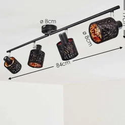 Plafonnier Liared Noir, 4 Lumieres