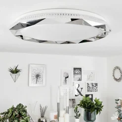 Plafonnier Lisei Led Blanc, 1 Lumiere, Telecommandes, Changeur De Couleurs