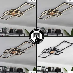 Plafonnier Longos Led Brun, Couleur Bois, Noir, 1 Lumiere