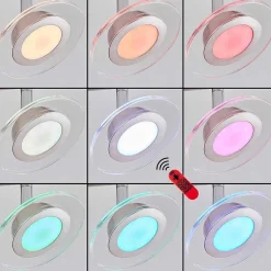 Plafonnier Marsen Led Chrome, Nickel Mat, 4 Lumieres, Telecommandes, Changeur De Couleurs