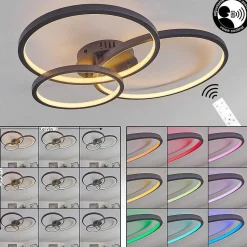Plafonnier Moemoto Led Anthracite, 1 Lumiere, Telecommandes