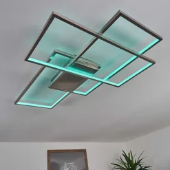Plafonnier Momahaki Led Chrome, 1 Lumiere, Telecommandes