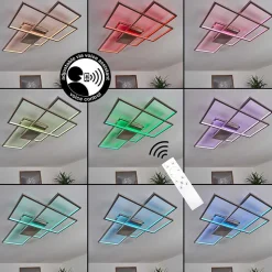 Plafonnier Momahaki Led Chrome, 1 Lumiere, Telecommandes