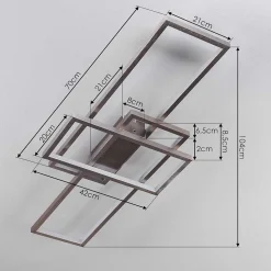 Plafonnier Momahaki Led Nickel Mat, 1 Lumiere, Telecommandes