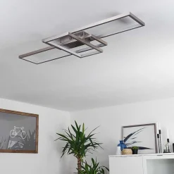 Plafonnier Momahaki Led Nickel Mat, 1 Lumiere, Telecommandes