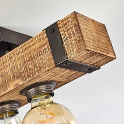 Plafonnier Montgomery Bois Fonce, Noir, 4 Lumieres