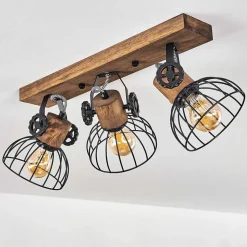 Plafonnier Orny Bois Fonce, Noir, 3 Lumieres