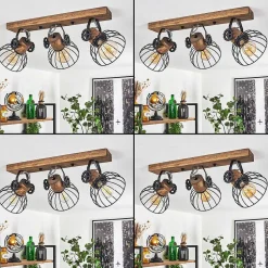 Plafonnier Orny Bois Fonce, Noir, 3 Lumieres