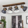 Plafonnier Orny Gris, Bois Fonce, 4 Lumieres