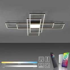 Plafonnier Paul Neuhaus Q-Asmin Led Noir, 2 Lumieres, Telecommandes