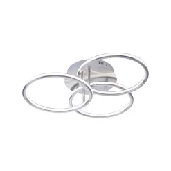 Plafonnier Paul Neuhaus Q-Nevio Led Nickel Mat, 3 Lumieres, Telecommandes