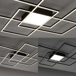 Plafonnier Paul Neuhaus Q-Asmin Led Noir, 1 Lumiere, Telecommandes