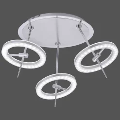Plafonnier Paul Neuhaus Q-Amy Led Acier Inoxydable, 6 Lumieres, Telecommandes
