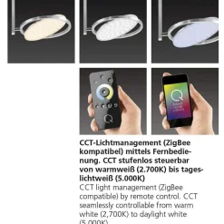 Plafonnier Paul Neuhaus Q-Orbit Led Aluminium, 4 Lumieres, Telecommandes