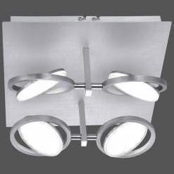 Plafonnier Paul Neuhaus Q-Orbit Led Aluminium, 4 Lumieres, Telecommandes