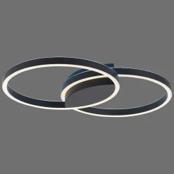 Plafonnier Paul Neuhaus Q-Marko Led Noir, 1 Lumiere, Telecommandes, Changeur De Couleurs