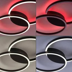 Plafonnier Paul Neuhaus Q-Marko Led Noir, 1 Lumiere, Telecommandes, Changeur De Couleurs