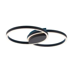 Plafonnier Paul Neuhaus Q-Marko Led Noir, 1 Lumiere, Telecommandes, Changeur De Couleurs