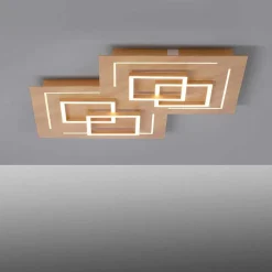 Plafonnier Paul Neuhaus Q-Linea Led Bois Clair, 8 Lumieres, Telecommandes
